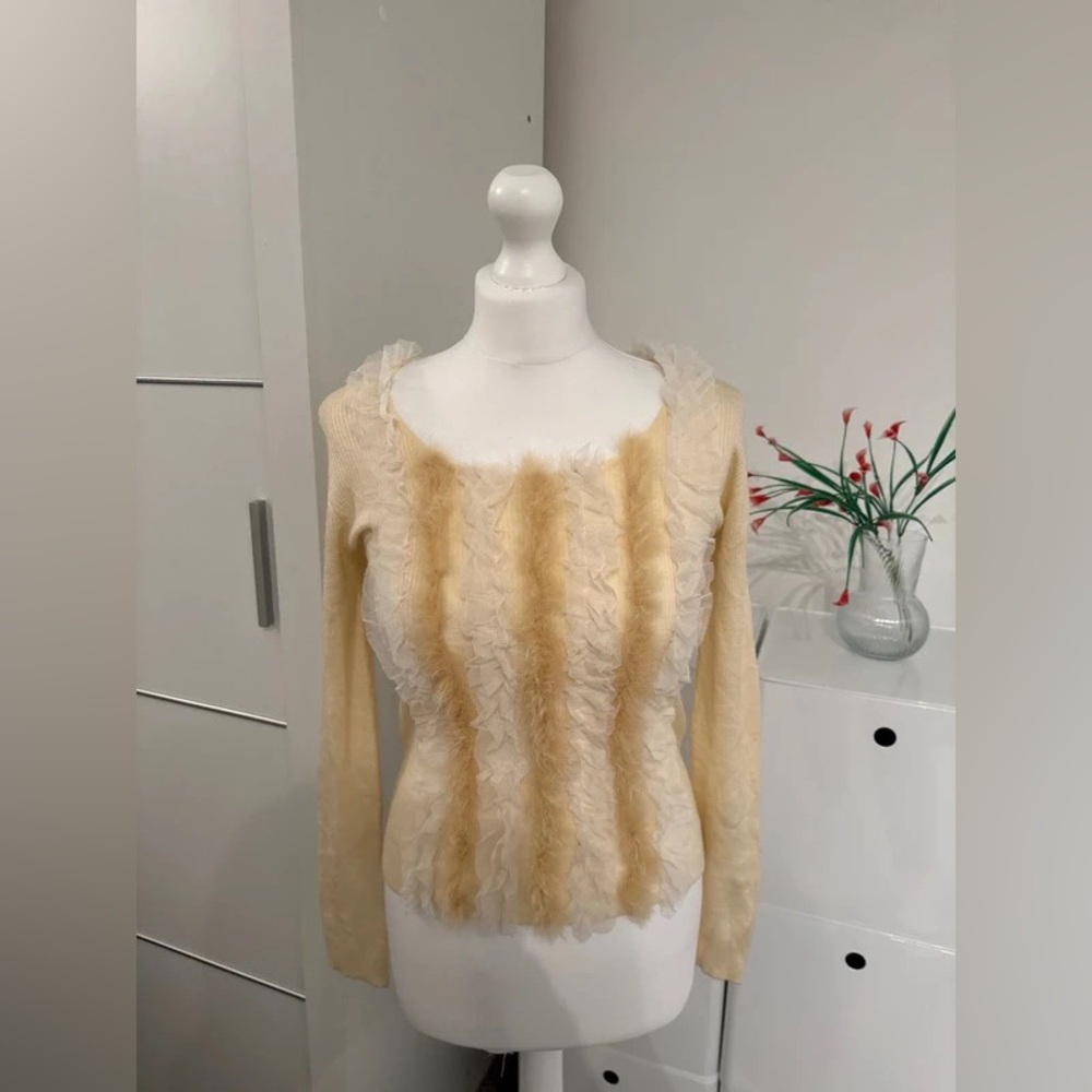 Elegant Cream Ruffled Sweater